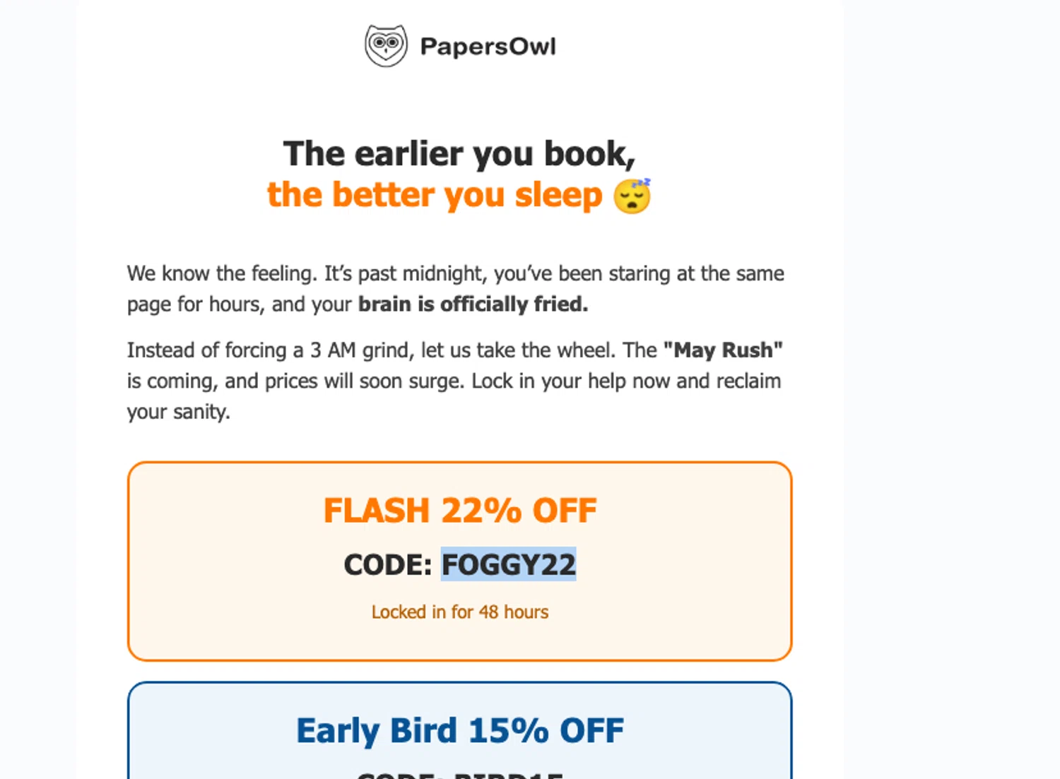 Papersowl promo code screenshot showing code BIRD15 applied at Papersowl checkout page. Uploaded by SimplyCodes community member ELOIN777 on Apr 21, 2026