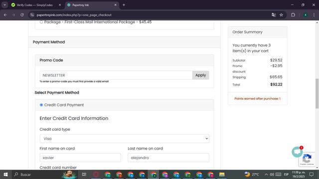 Papertrey Ink checkout page showing Papertrey Ink promo code box | Screenshot taken by SimplyCodes community member on Feb 20, 2025