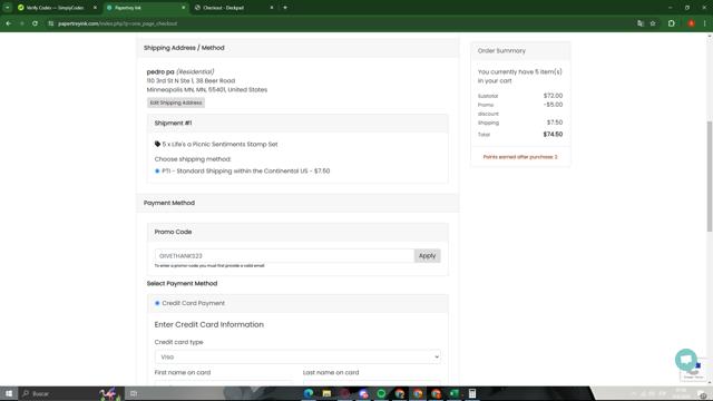 Papertrey Ink checkout page showing Papertrey Ink promo code box | Screenshot taken by SimplyCodes community member on Jun 6, 2024