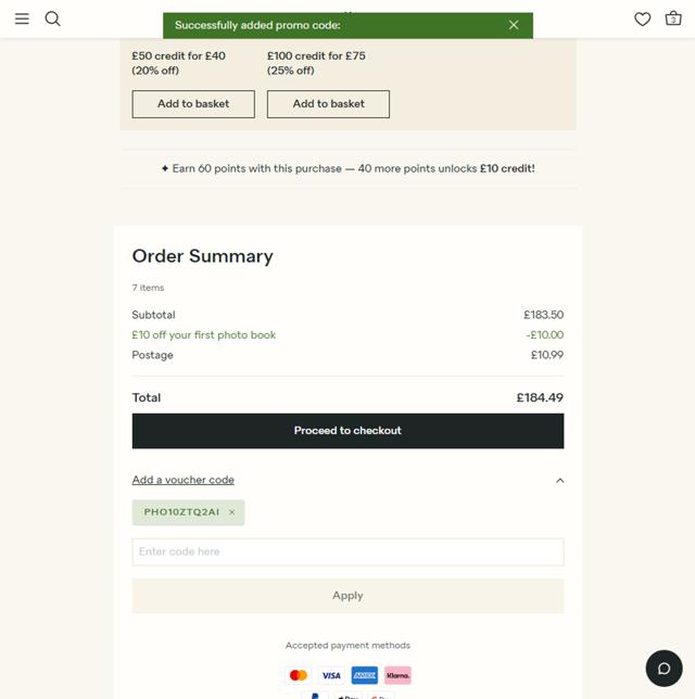 Papier checkout page showing Papier promo code box | Screenshot taken by SimplyCodes community member on Sep 8, 2025