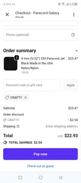 Crafty coupon verification screenshot