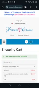 26ANNIV coupon verification screenshot