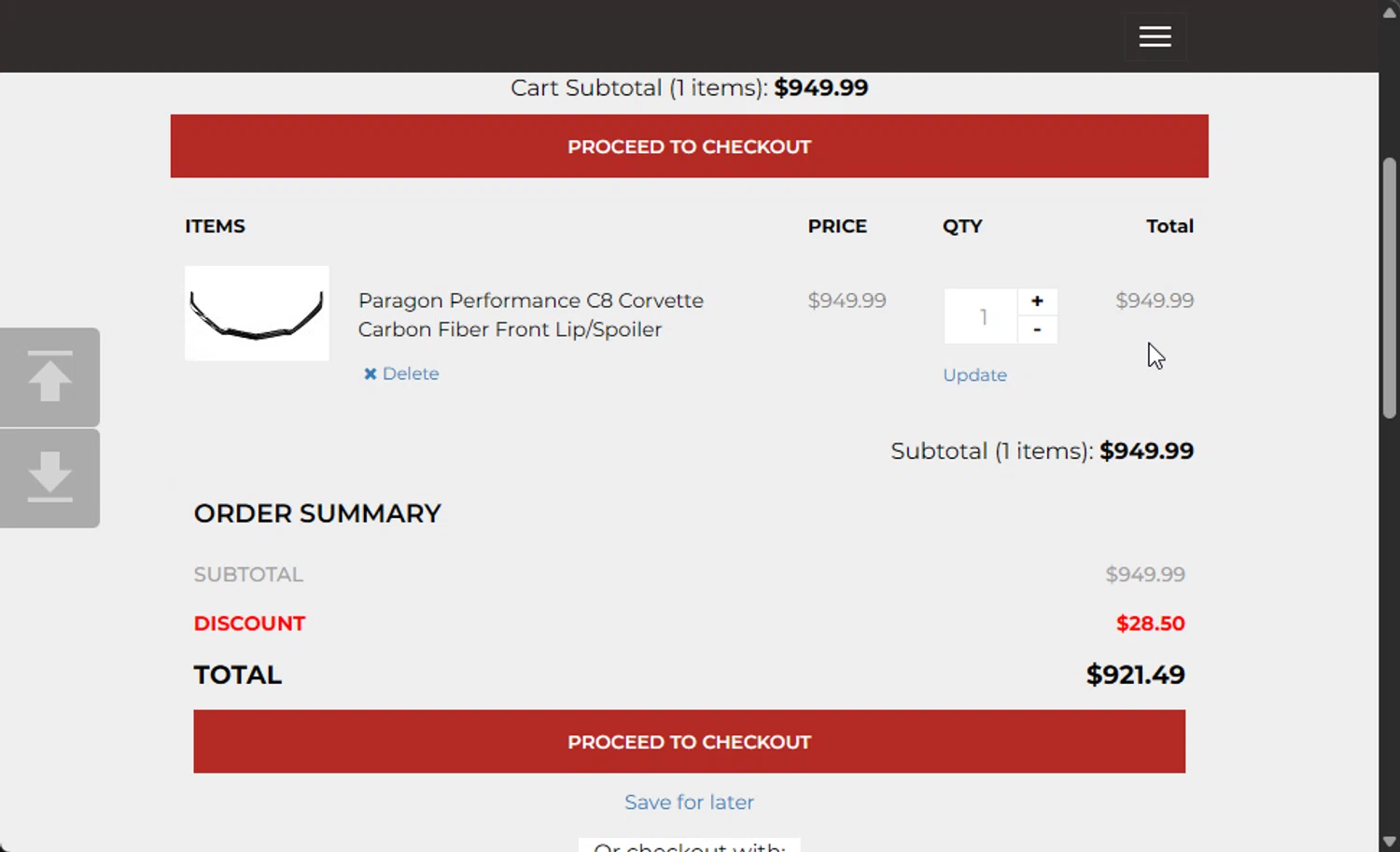Paragon Performance coupon code screenshot showing code ROBC8Z applied at Paragon Performance checkout page. Uploaded by SimplyCodes community member 111111 on Nov 13, 2025