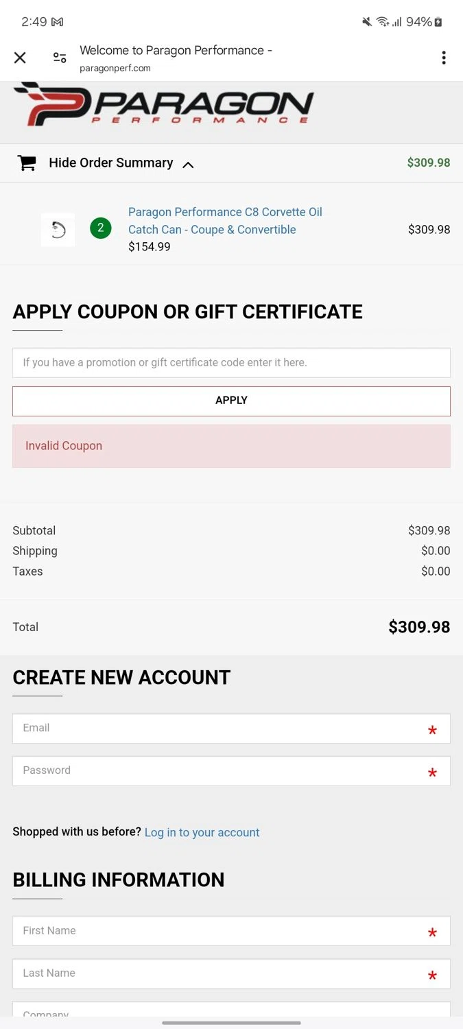 Paragon Performance coupon code screenshot showing code WHEELS10 applied at Paragon Performance checkout page. Uploaded by SimplyCodes community member neurioandrades on Apr 3, 2025