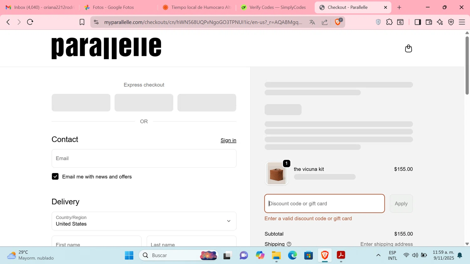 Parallelle discount code screenshot showing code ADBMA applied at Parallelle checkout page. Uploaded by SimplyCodes community member Tratala on Nov 9, 2025
