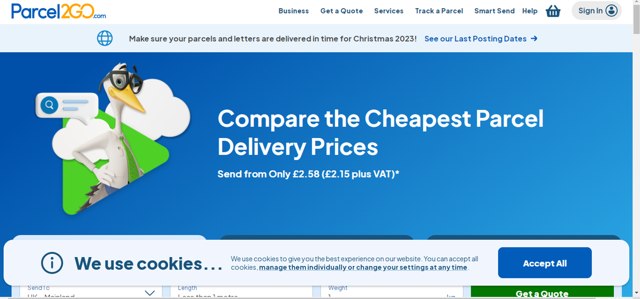 Parcel2Go checkout page showing Parcel2Go promo code box | Screenshot taken by SimplyCodes community member on Dec 22, 2023