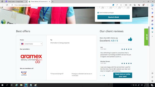 ParcelABC checkout page showing ParcelABC discount code box | Screenshot taken by SimplyCodes community member on Sep 15, 2023