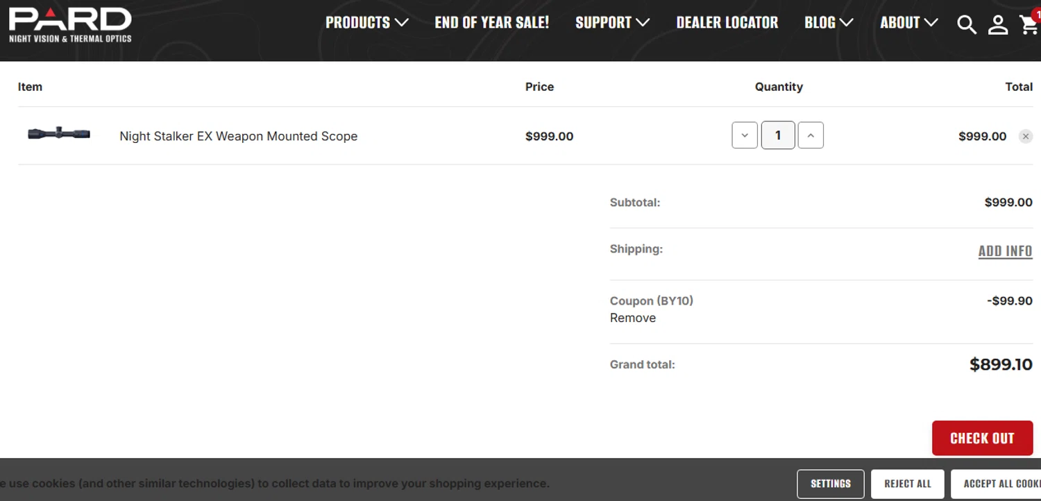 PARD coupon code screenshot showing code by10 applied at PARD checkout page. Uploaded by SimplyCodes community member KarinaHZ on Oct 18, 2025
