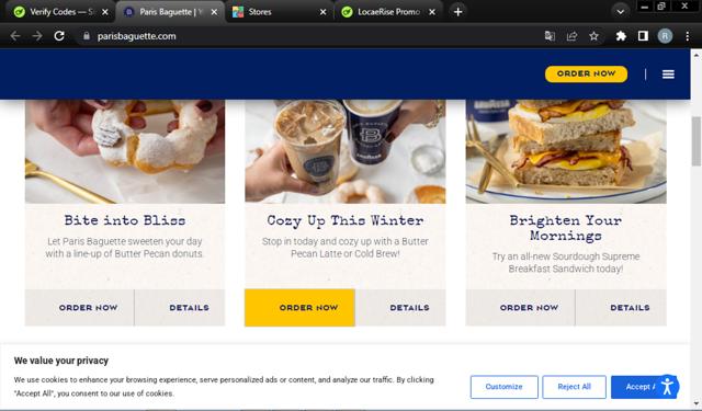 Paris Baguette checkout page showing Paris Baguette promo code box | Screenshot taken by SimplyCodes community member on Feb 25, 2025