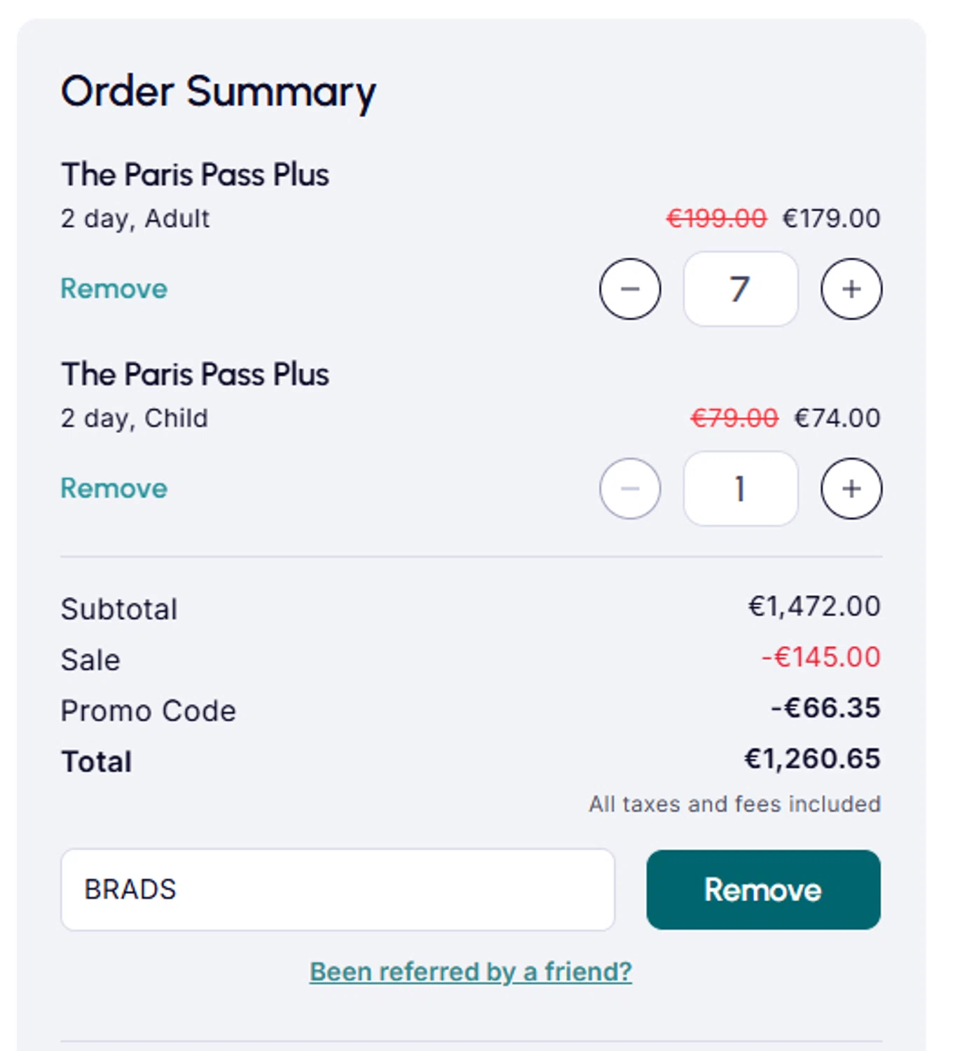 Paris Pass promo code screenshot showing code BRADS applied at Paris Pass checkout page. Uploaded by SimplyCodes community member MARIO12 on Aug 30, 2025