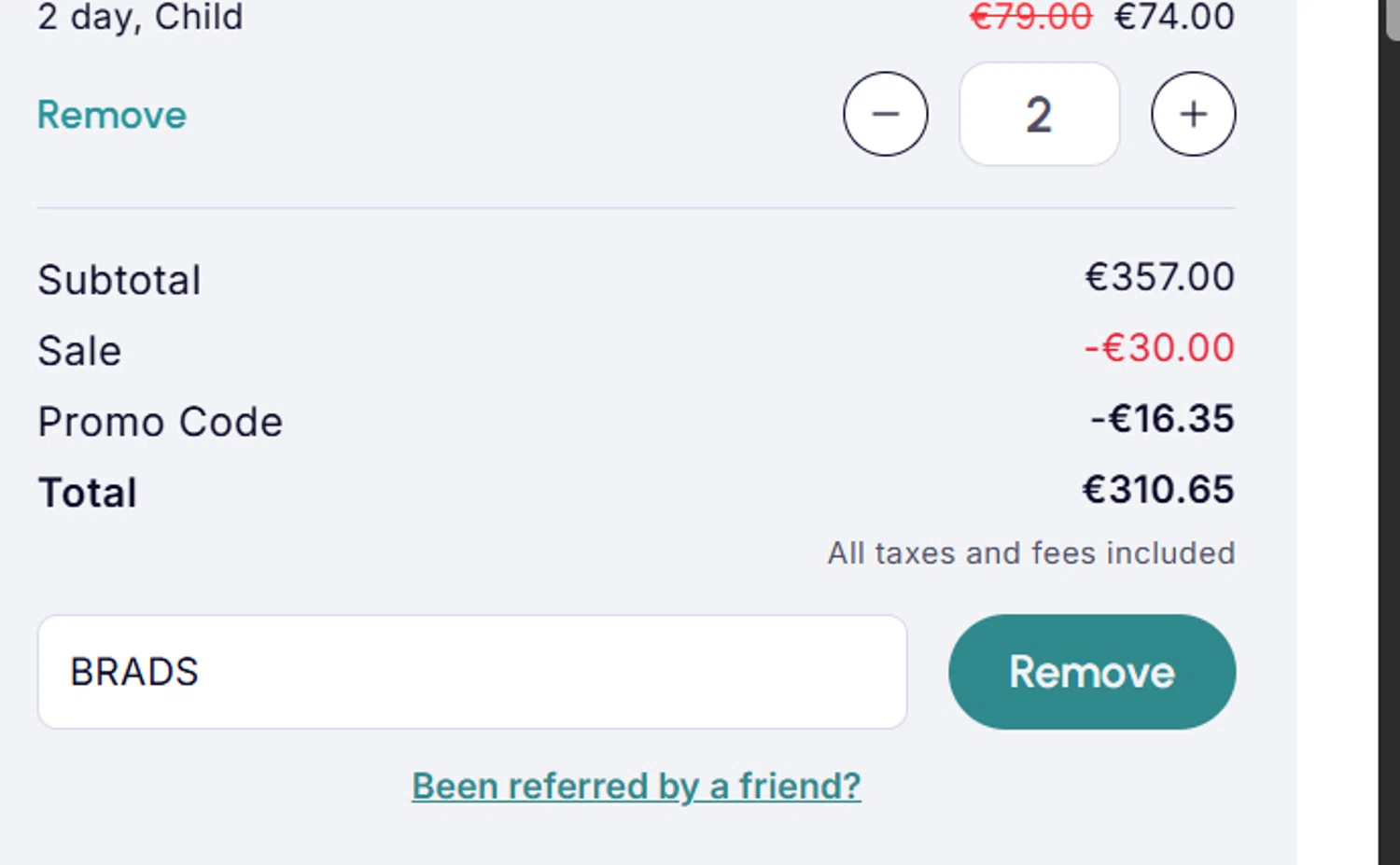 Paris Pass promo code screenshot showing code BRADS applied at Paris Pass checkout page. Uploaded by SimplyCodes community member ValueHawk9995 on Oct 27, 2025