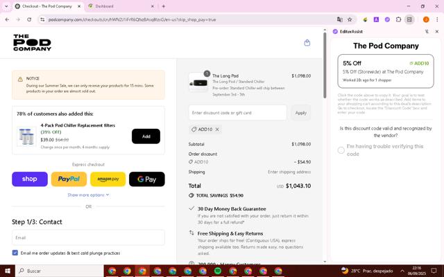 Parker Clay checkout page showing Parker Clay discount code box | Screenshot taken by SimplyCodes community member on Sep 7, 2025