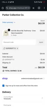 supergift15 coupon verification screenshot