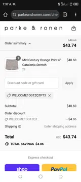 WELCOME10GTZQTPT3 coupon verification screenshot