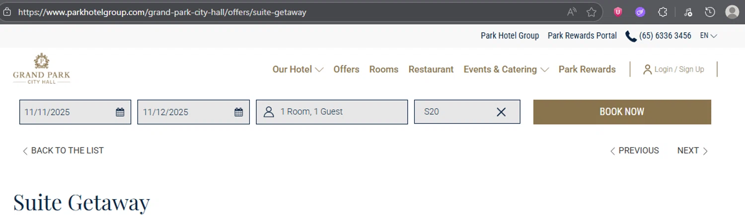 Park Hotel Hong Kong promo code screenshot showing code S20 applied at Park Hotel Hong Kong checkout page. Uploaded by SimplyCodes community member TheJoyBoy on Nov 11, 2025