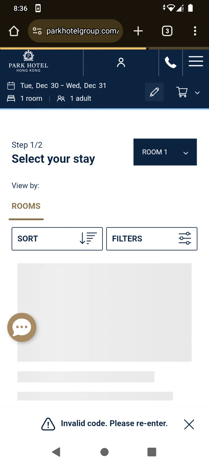 Park Hotel Hong Kong promo code screenshot showing code save15 applied at Park Hotel Hong Kong checkout page. Uploaded by SimplyCodes community member Jerusalen on Dec 30, 2025