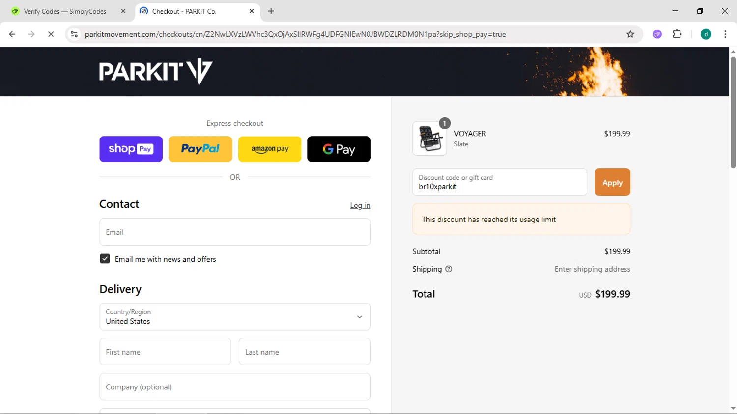 PARKIT Movement promo code screenshot showing code br10xparkit applied at PARKIT Movement checkout page. Uploaded by SimplyCodes community member HEROESCUDA on Jun 27, 2025