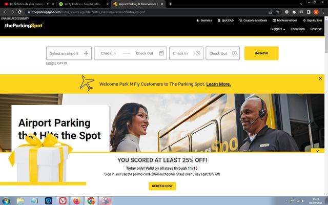 Park 'N Fly checkout page showing Park 'N Fly promo code box | Screenshot taken by SimplyCodes community member on Sep 9, 2024