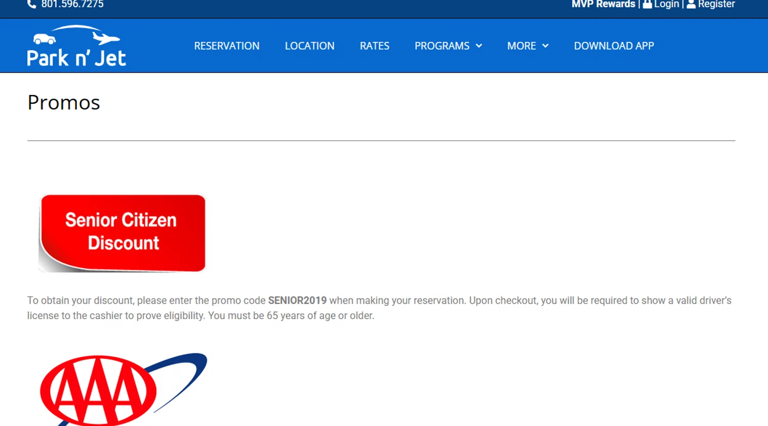 Park'n JET promo code screenshot showing code AAA2019 applied at Park'n JET checkout page. Uploaded by SimplyCodes community member EpicSpotter6525 on Nov 9, 2025