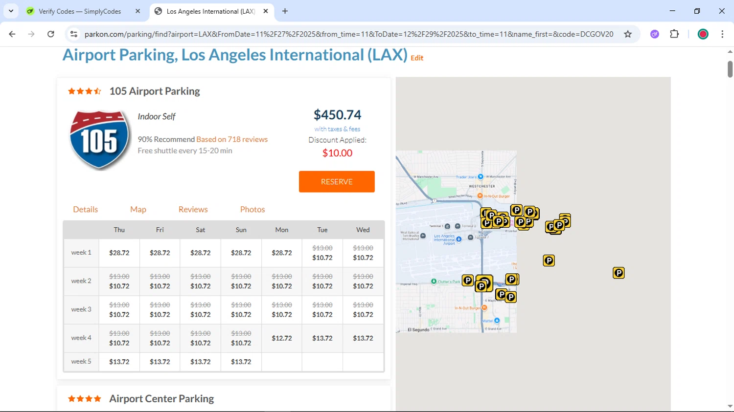 ParkOn promo code screenshot showing code DCGOV20 applied at ParkOn checkout page. Uploaded by SimplyCodes community member DiscountSentinel4513 on Nov 26, 2025