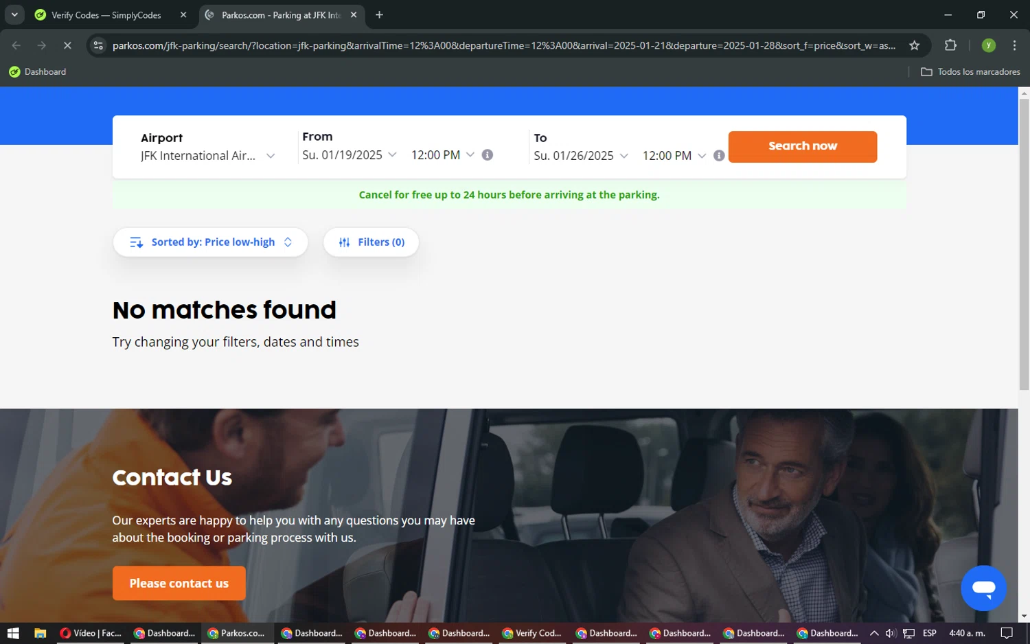 Parkos checkout page showing Parkos promo code box | Screenshot taken by SimplyCodes community member on Jan 13, 2025