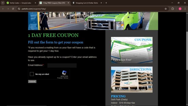 Park SFO checkout page showing Park SFO promo code box | Screenshot taken by SimplyCodes community member on Mar 9, 2025