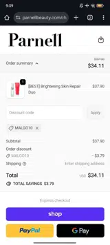 MALGO10 coupon verification screenshot