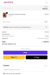 PARTHEA coupon verification screenshot