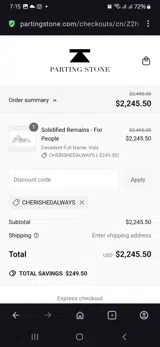 CHERISHEDALWAYS coupon verification screenshot