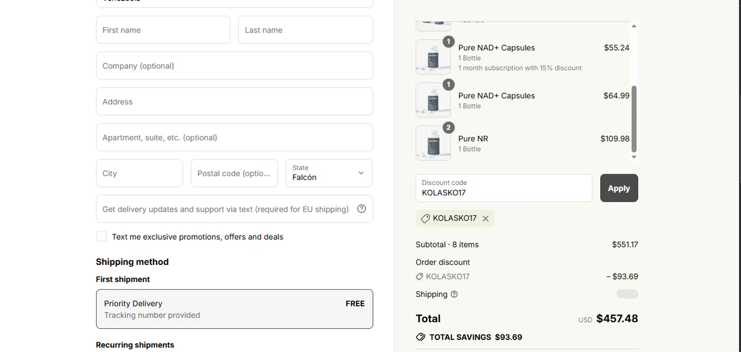 partiQlar coupon code screenshot showing code KOLASKO17 applied at partiQlar checkout page. Uploaded by SimplyCodes community member juanisaac on Sep 14, 2025