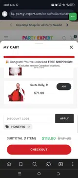 HONEY10 coupon verification screenshot