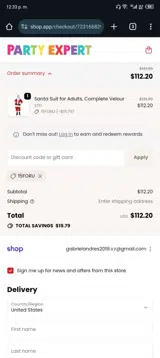 Party Expert US coupon verification screenshot