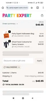 HALLOWEEN10 coupon verification screenshot