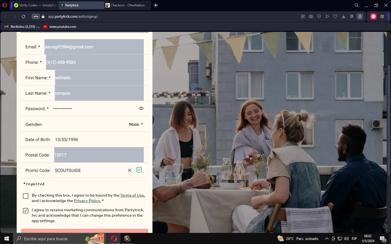 Partytrick checkout page showing Partytrick promo code box | Screenshot taken by SimplyCodes community member on May 5, 2024