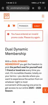 Pasadena Playhouse coupon verification screenshot