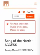 Pasadena Playhouse coupon verification screenshot