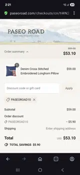 Paseoroad10 coupon verification screenshot