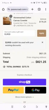 ELROD coupon verification screenshot