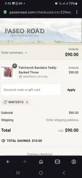 Winter10 coupon verification screenshot
