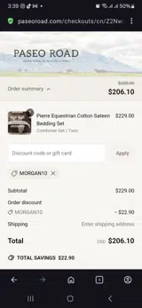 Morgan10 coupon verification screenshot