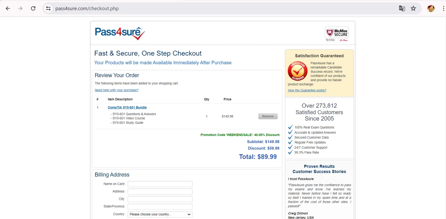 where to use Pass4Sure promo code box