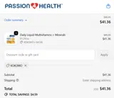 Passion 4 Health Store coupon verification screenshot