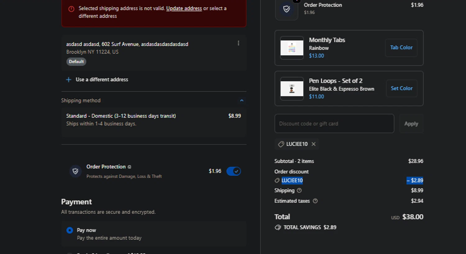 Passion Planner promo code screenshot showing code LUCIEE10 applied at Passion Planner checkout page. Uploaded by SimplyCodes community member PedroNavaja on Feb 8, 2026