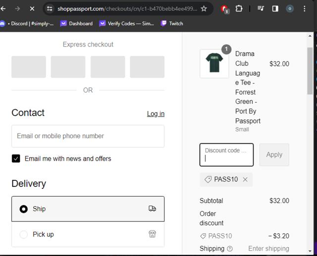 Passport checkout page showing Passport promo code box | Screenshot taken by SimplyCodes community member on Mar 20, 2024