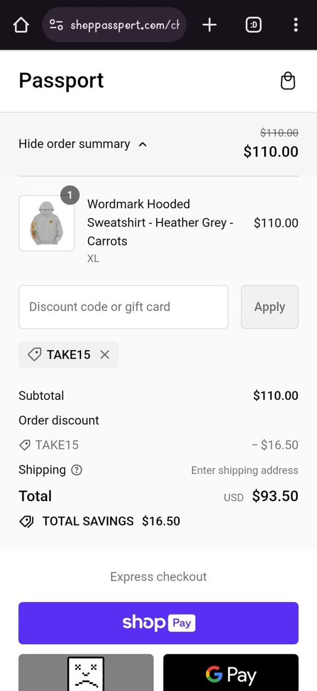 Passport checkout page showing Passport promo code box | Screenshot taken by SimplyCodes community member on Feb 1, 2024