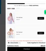 welcome15 coupon verification screenshot