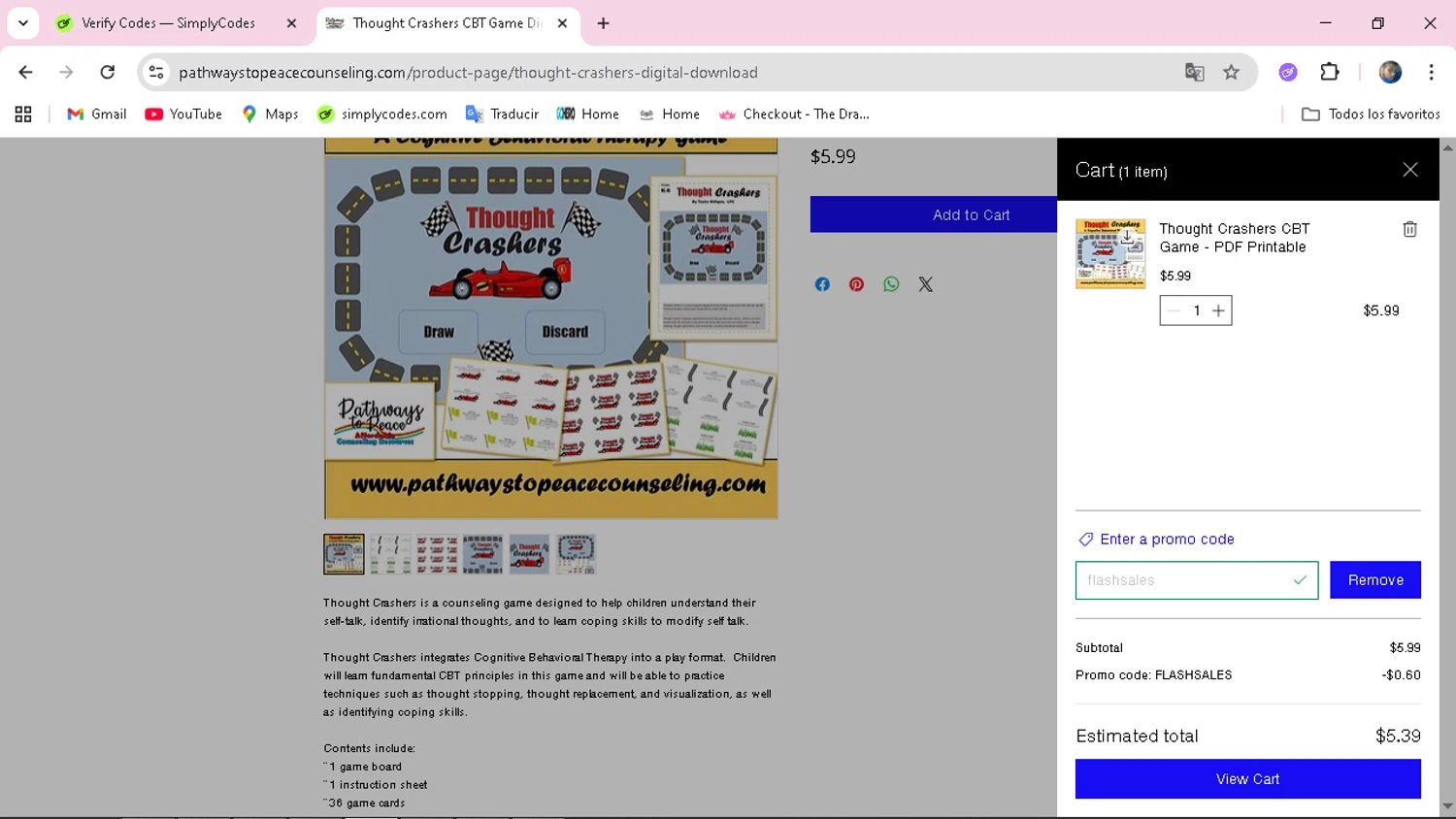 Pathways to Peace Counseling checkout page showing Pathways to Peace Counseling promo code box | Screenshot taken by SimplyCodes community member on Feb 21, 2026