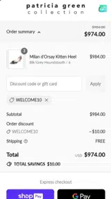 Patricia Green coupon verification screenshot