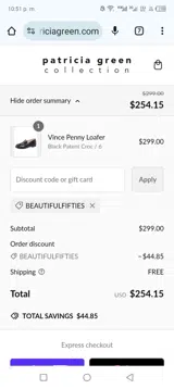 Patricia Green coupon verification screenshot
