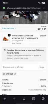 Ewing25 coupon verification screenshot